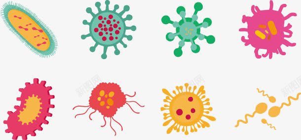 菌群集合物png免抠素材_新图网 https://ixintu.com 微生物 显微镜 真菌 细菌 群体 菌群