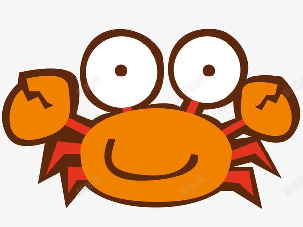 一只小螃蟹png免抠素材_新图网 https://ixintu.com 卡通 大眼睛 海鲜类食物 红色的爪子 黄色的小螃蟹 黄色的身体