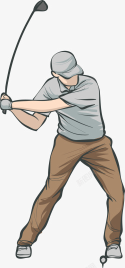 打高尔夫的人物卡通高尔夫培训人物插画高清图片