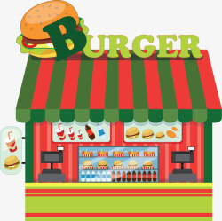 汉堡店宣传海报卡通路边汉堡快餐高清图片