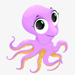 紫色的大眼睛的章鱼矢量图素材