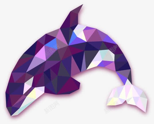 抽象鲸鱼矢量图ai免抠素材_新图网 https://ixintu.com 晶格化 海洋动物 紫色鲸鱼 矢量图