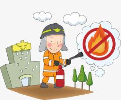 安全乘梯漫画一位消防员高清图片