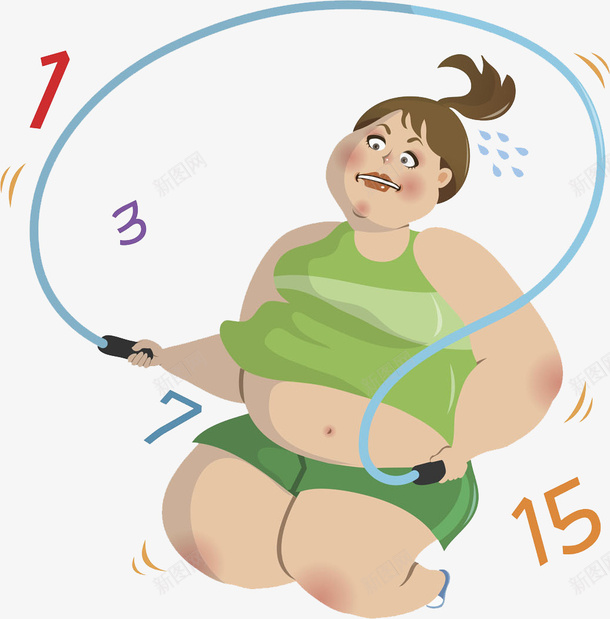 努力减肥的胖子png免抠素材_新图网 https://ixintu.com 减肥 创意 卡通 可爱 大胖子 手绘 漫画 童趣 简单 运动