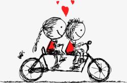 骑自行车装饰矢量浪漫小情侣高清图片