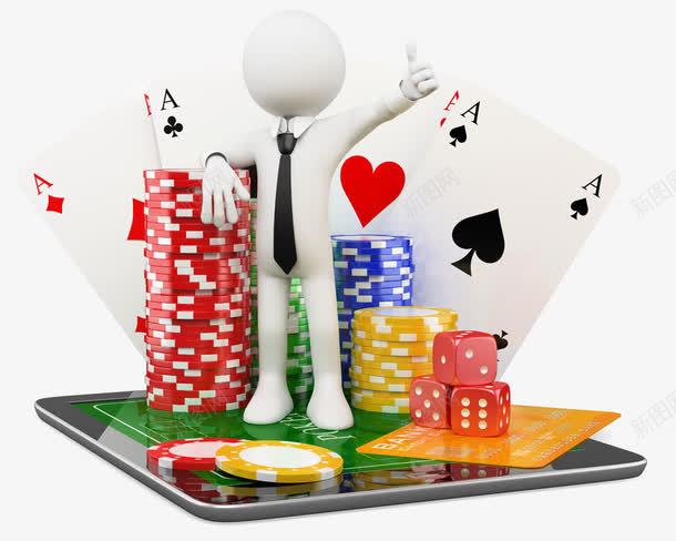 扑克骰子筹码与3D小人png免抠素材_新图网 https://ixintu.com 3D小人 商务素材 扑克 纸牌 赌博 骰子