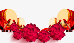 击鼓PNG红色花朵高清图片