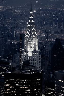 城市纽约纽约城市鸟瞰夜景高清图片
