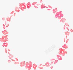 粉红色花朵花瓣花环高清图片