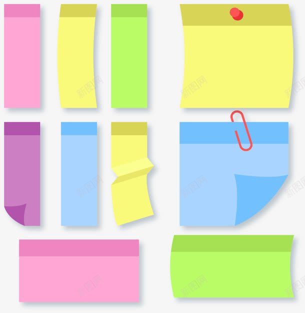 多种折角彩色便利贴png免抠素材_新图网 https://ixintu.com 便条 分类 彩色 折角 留言条 矢量素材