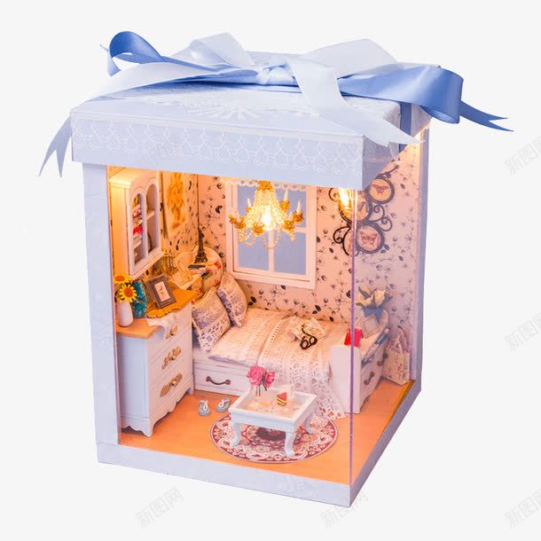手工制作模型房子png免抠素材_新图网 https://ixintu.com diy小屋模型 三八妇女节礼物 创意礼物 别墅玩具拼装礼品 女生生日礼物 男孩创意模型 盒子里的小屋模型 礼盒设计模型