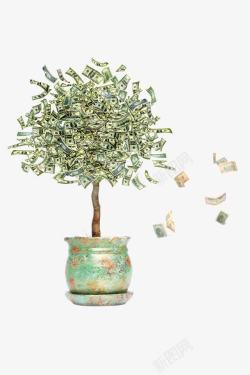 纸钱形成的树一颗摇钱树高清图片