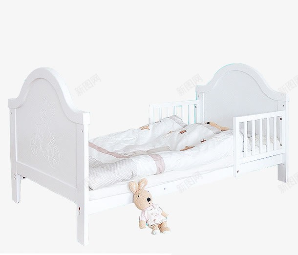 白色婴儿床png免抠素材_新图网 https://ixintu.com 婴儿床 毛绒玩具 被子 防护