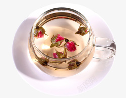 花茶一朵一杯一杯金边玫瑰茶高清图片