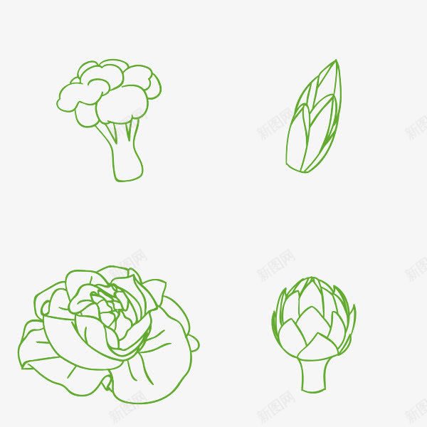 手绘蔬菜psd免抠素材_新图网 https://ixintu.com 农产品 手绘 果蔬 绿色 菜类图片 食品