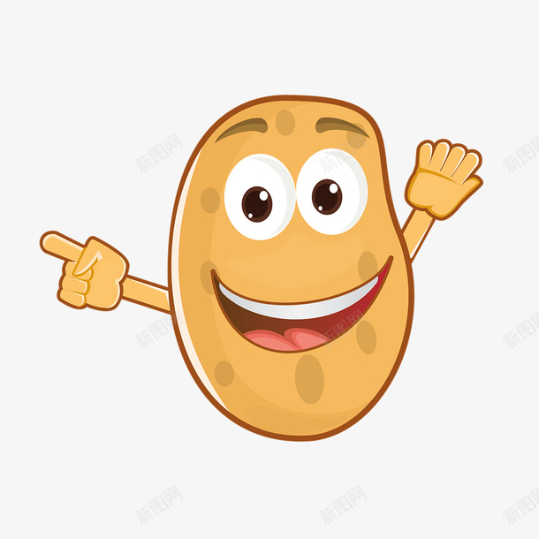 开心的土豆png免抠素材_新图网 https://ixintu.com 创意 卡通 图案 土豆 微笑 心花怒放 手指 手绘 欣喜若狂 眼睛 蔬菜