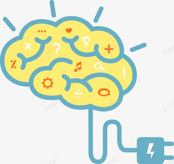 充电的大脑png免抠素材_新图网 https://ixintu.com 人脑 充电 创造力 头脑 想象力 智力开发 脑神经