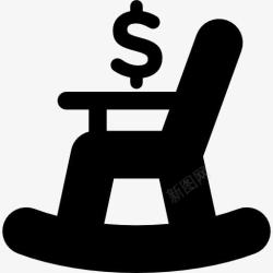 退休摇椅与美元符号的轮廓图标高清图片
