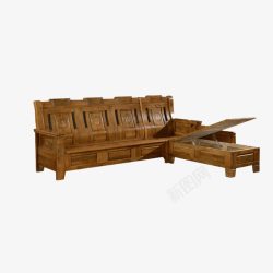 樟木家具中式实木沙发组合高清图片