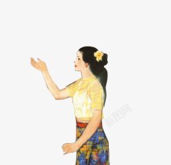 傣族女孩版画素材