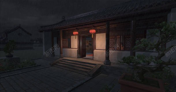 古风武侠住宅夜景jpg设计背景_新图网 https://ixintu.com 住宅 古典 古风 夜景 手绘 武侠