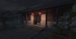 古典住宅古风武侠住宅夜景高清图片