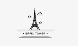 欧美地标建筑矢手绘埃菲尔铁塔高清图片