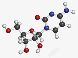 分子结构图片素材下载黑灰色胞苷RNA构建块分子形状高清图片