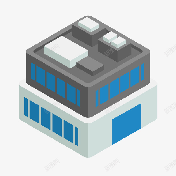 立体工厂建筑物矢量图ai免抠素材_新图网 https://ixintu.com 卡通 工厂 工厂动画 建筑物设计 房屋设计 智慧工厂 矢量图 立体