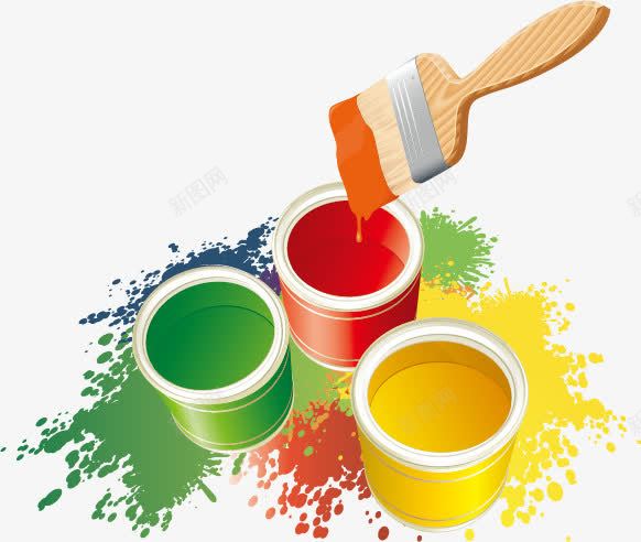 油漆桶png免抠素材_新图网 https://ixintu.com 刷子 油漆 滚筒 画笔 颜料