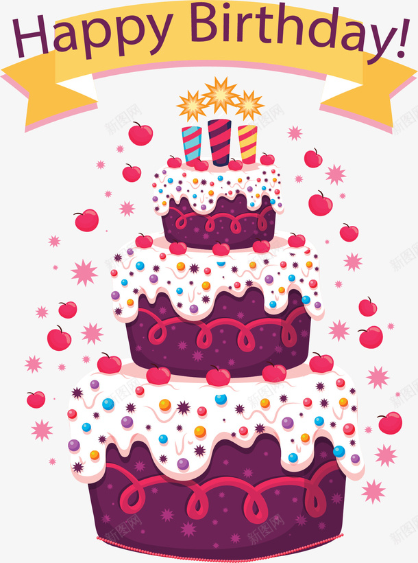 精美紫色三层蛋糕矢量图ai免抠素材_新图网 https://ixintu.com 三层蛋糕 生日快乐 生日蛋糕 矢量png 紫色蛋糕 蛋糕 矢量图