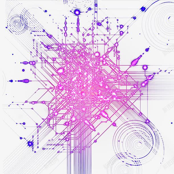 紫色电路图png免抠素材_新图网 https://ixintu.com 交叉 技术 电线图 电路 科技 线条