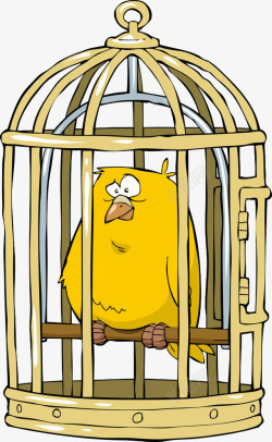 矢量笼子鸟笼里渴望自由的小鸟高清图片