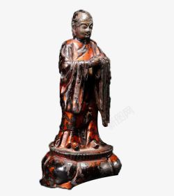 佛教项链铜漆金罗汉侧面高清图片