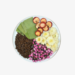 自然养生产品实物桃花茶五种组合高清图片