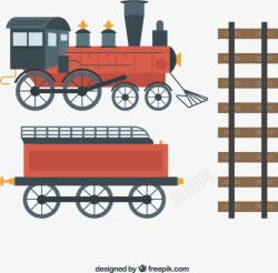 蒸汽火车和轨道矢量图素材