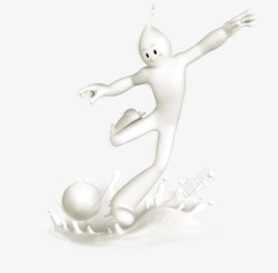 牛奶球唯美卡通可爱牛奶小人踢球高清图片