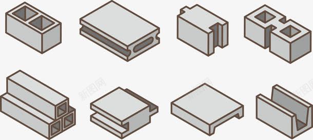 金属建筑材料矢量图eps免抠素材_新图网 https://ixintu.com 不锈钢板 安装块 机床加工 矢量图 砖块 钢板