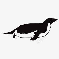南极的寒冷手绘游泳的企鹅元素高清图片