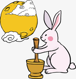 彩绘复活节兔子在天上捣药的玉兔高清图片