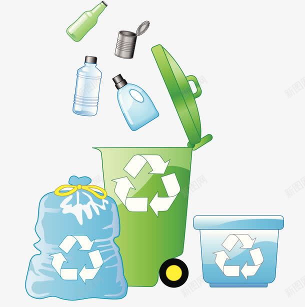 塑料回收垃圾桶png免抠素材_新图网 https://ixintu.com 不要乱丢垃圾 丢垃圾 垃圾桶 垃圾桶小图标 塑料 环保标志