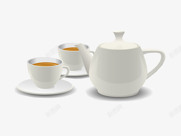 一套茶具psd免抠素材_新图网 https://ixintu.com 茶具 茶壶 茶杯