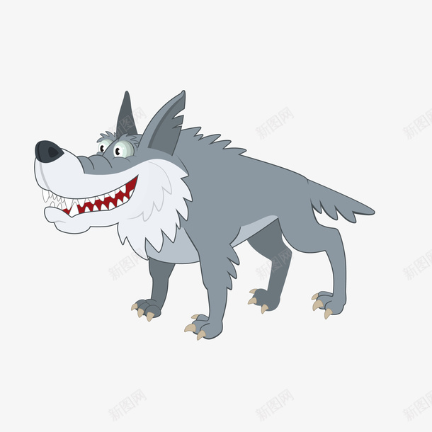 卡通手绘森林里的狼png免抠素材_新图网 https://ixintu.com 动物设计 卡通 头狼 手绘 森林 牙齿 狼 野生的动物