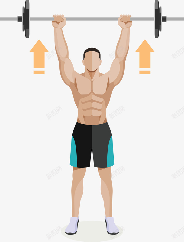 卡通向上举重的男人图png免抠素材_新图网 https://ixintu.com png图形 举重 人 健身 健身男人 哑铃 男人 肌肉 锻炼 锻炼的男人