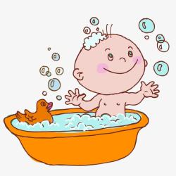 鸭子戏水卡通儿童洗澡高清图片