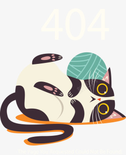 404报错页面躺着的猫咪错误页矢量图高清图片
