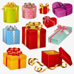 各色鲜艳礼物盒各色多彩礼物盒礼物集合高清图片