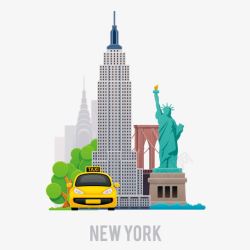 纽约着名旅游景点插画纽约著名旅游景点插画高清图片