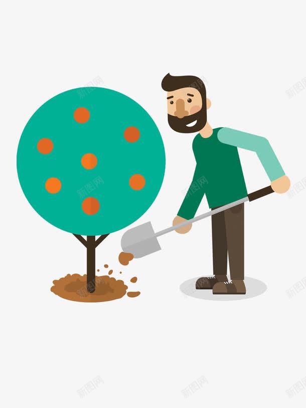 种树png免抠素材_新图网 https://ixintu.com 卡通植树 栽培 植树节 种树 装饰图案