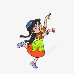 优雅舞姿翩翩起舞的新疆女孩高清图片